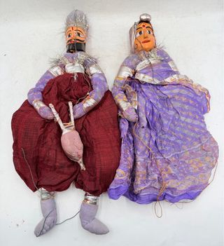 Marionetas Vintage Tela y Madera