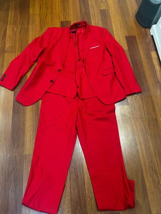 Traje de hombre rojo 3 piezas como si fuera L
