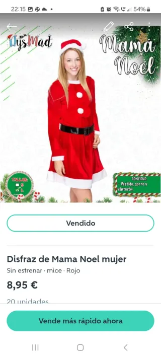 Disfraz Mamá Noel L, mamá noel 7/9 y papá noel 7/9