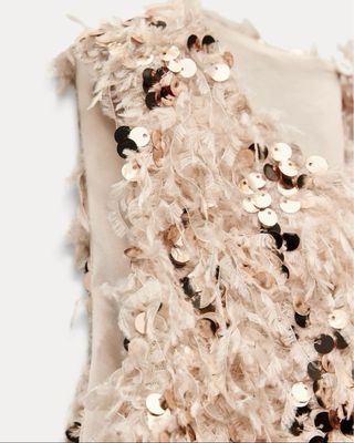 Top lentejuelas plumas