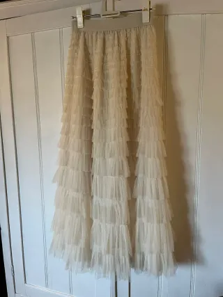 Jersey largo y falda tul crema talla única