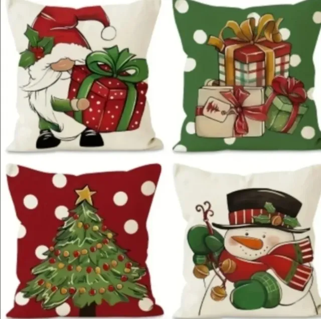4 capas para almofadas 45x45cm com motivos natalinos