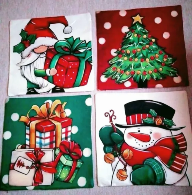 4 capas para almofadas 45x45cm com motivos natalinos