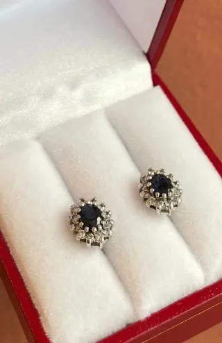 Pendientes zafiro y diamantes