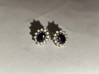 Pendientes zafiro y diamantes