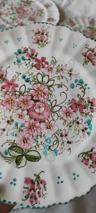 Servizio 6 Piatti Dessert Floreale Artigianale