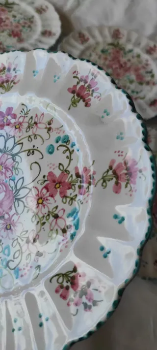 Servizio 6 Piatti Dessert Floreale Artigianale