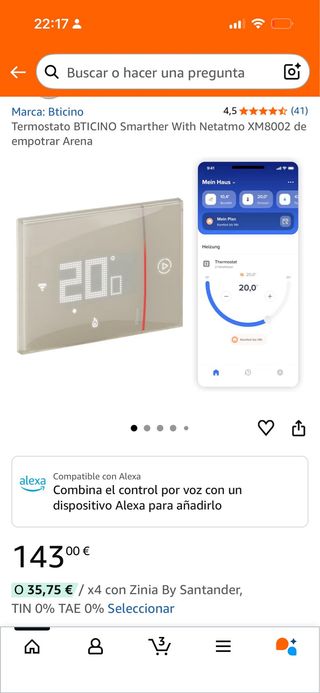 Termostato Bticino Smarther Netatmo XM8002