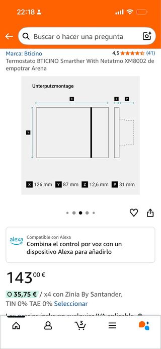 Termostato Bticino Smarther Netatmo XM8002