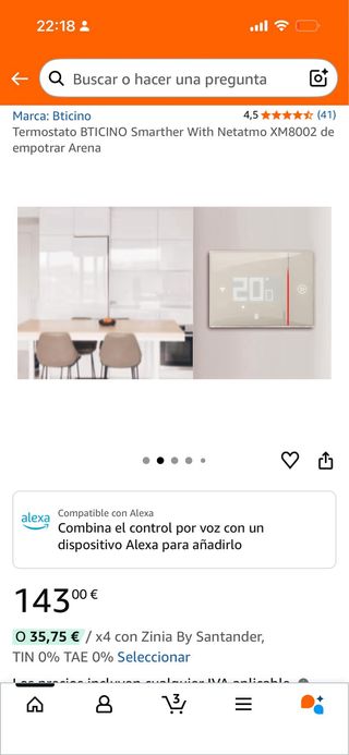 Termostato Bticino Smarther Netatmo XM8002