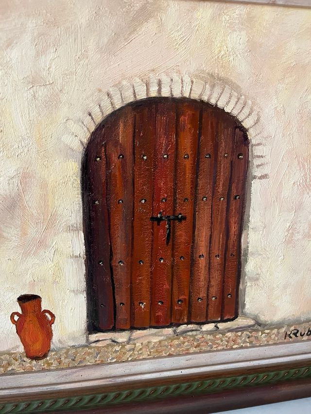 Óleo de puerta rústica por artista local