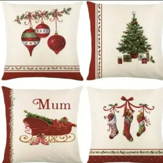 4 capas para almofadas 45x45 com motivos natalinos