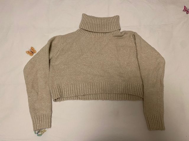 Jersey cuello alto beige