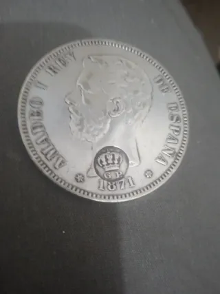 5 Pesetas 1871 Moneda Antigua