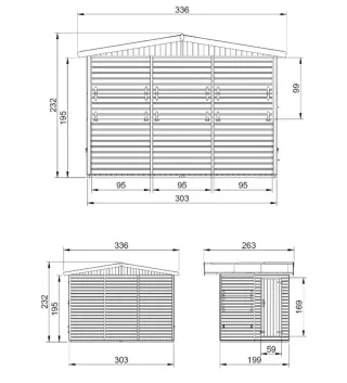 Caseta de madera para feria 3,36mts x 2,63mts