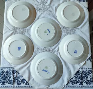 6 Piatti Antichi Decorati Blu