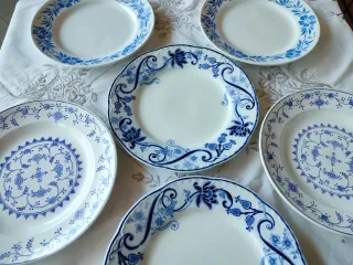 6 Piatti Antichi Decorati Blu