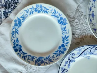 6 Piatti Antichi Decorati Blu