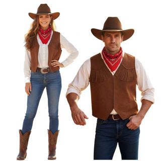 Conjunto Vaquero Talla M: Chaleco Sombrero Bandana