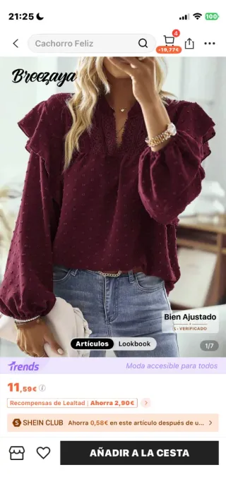 Blusa Breezaya color burdeos