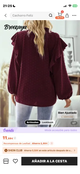 Blusa Breezaya color burdeos