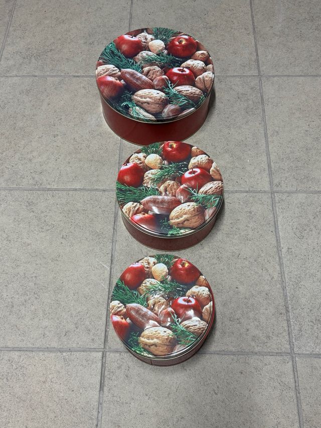 Lotto di 3 Scatole Metalliche Rotonde