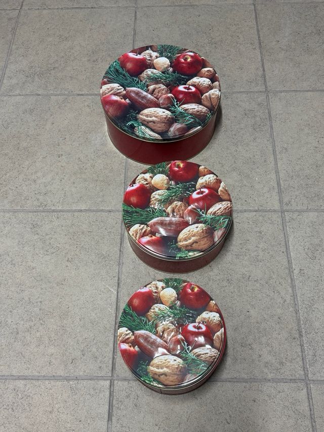 Lotto di 3 Scatole Metalliche Rotonde