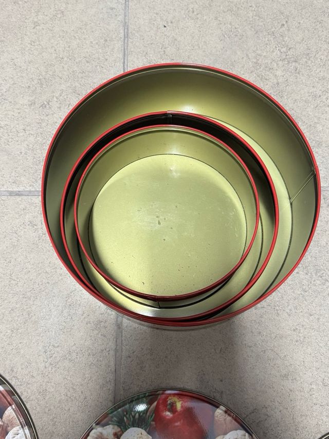 Lotto di 3 Scatole Metalliche Rotonde