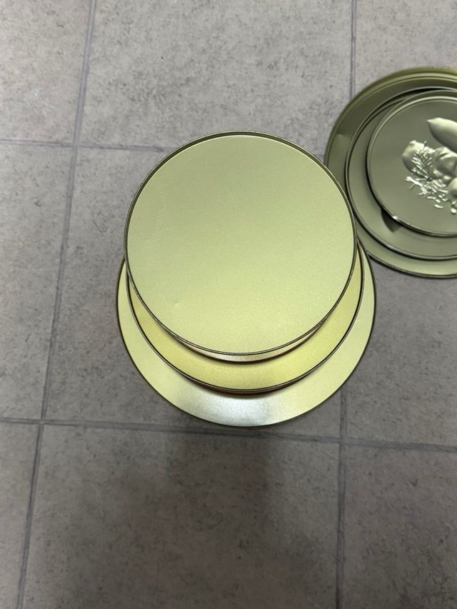 Lotto di 3 Scatole Metalliche Rotonde