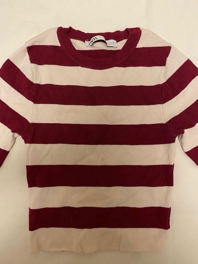Camiseta Zara Rayas Roja y Blanca