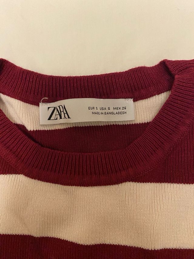 Camiseta Zara Rayas Roja y Blanca