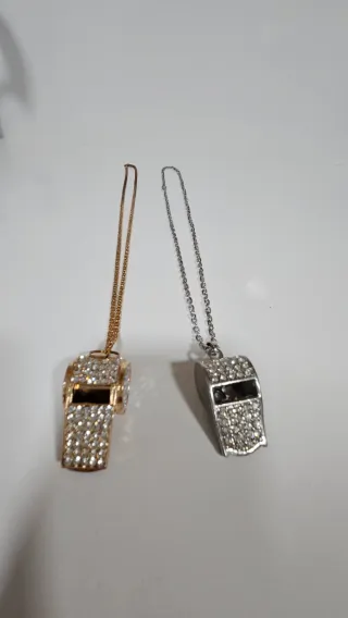 Colgantes Silbato Brillantes Oro y Plata