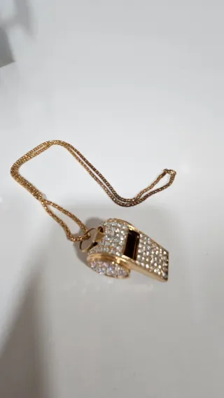 Colgantes Silbato Brillantes Oro y Plata
