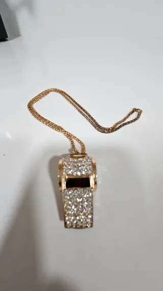 Colgantes Silbato Brillantes Oro y Plata