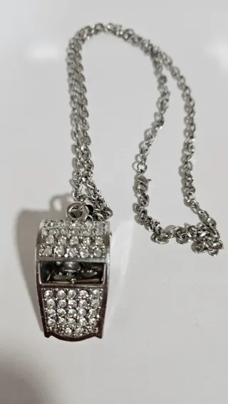 Colgantes Silbato Brillantes Oro y Plata
