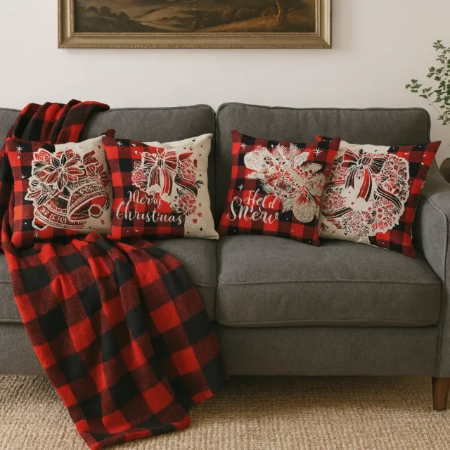 4pzs. Fundas para Almofadas 40x40cm Motivos Natalinos