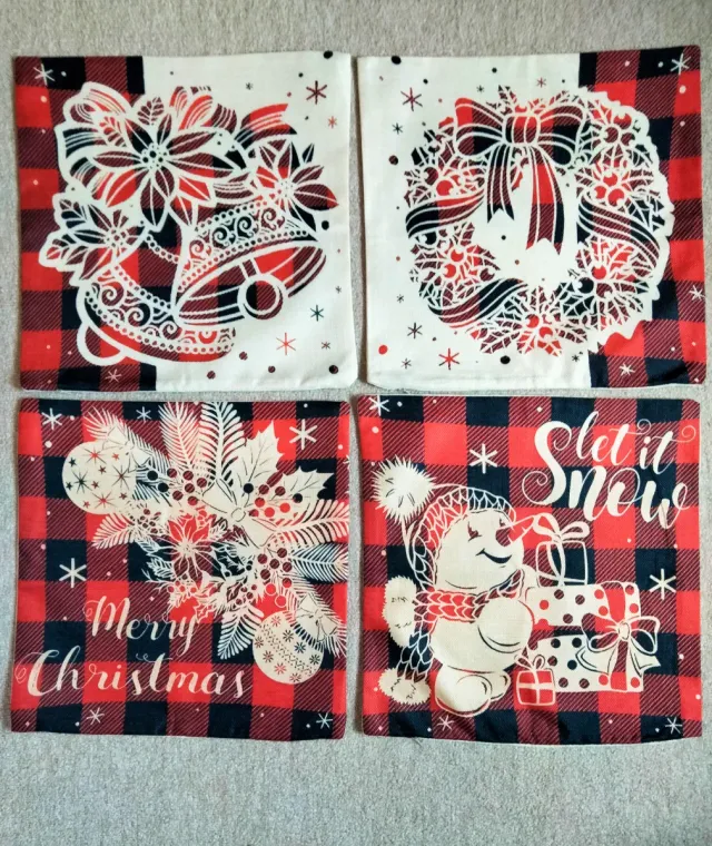 4pzs. Fundas para Almofadas 40x40cm Motivos Natalinos