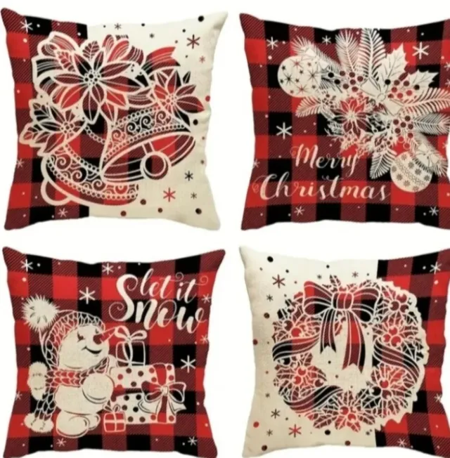 4pzs. Fundas para Almofadas 40x40cm Motivos Natalinos