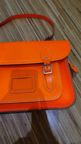 Bolso Piel Satchel Naranja