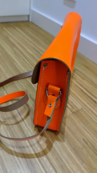 Bolso Piel Satchel Naranja