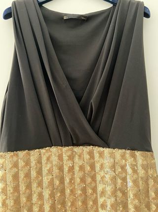 Vestido corto lentejuelas negro y dorado