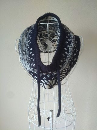 Bufanda Braga Punto Bicolor Marino Blanco NUEVA