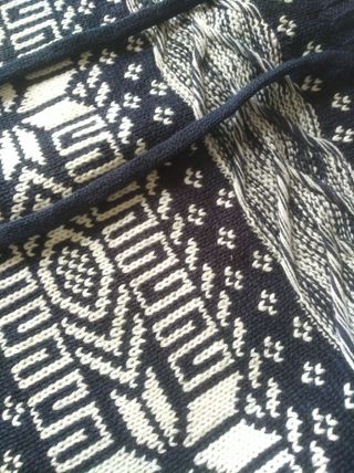 Bufanda Braga Punto Bicolor Marino Blanco NUEVA