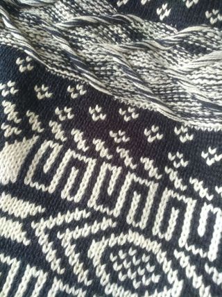 Bufanda Braga Punto Bicolor Marino Blanco NUEVA