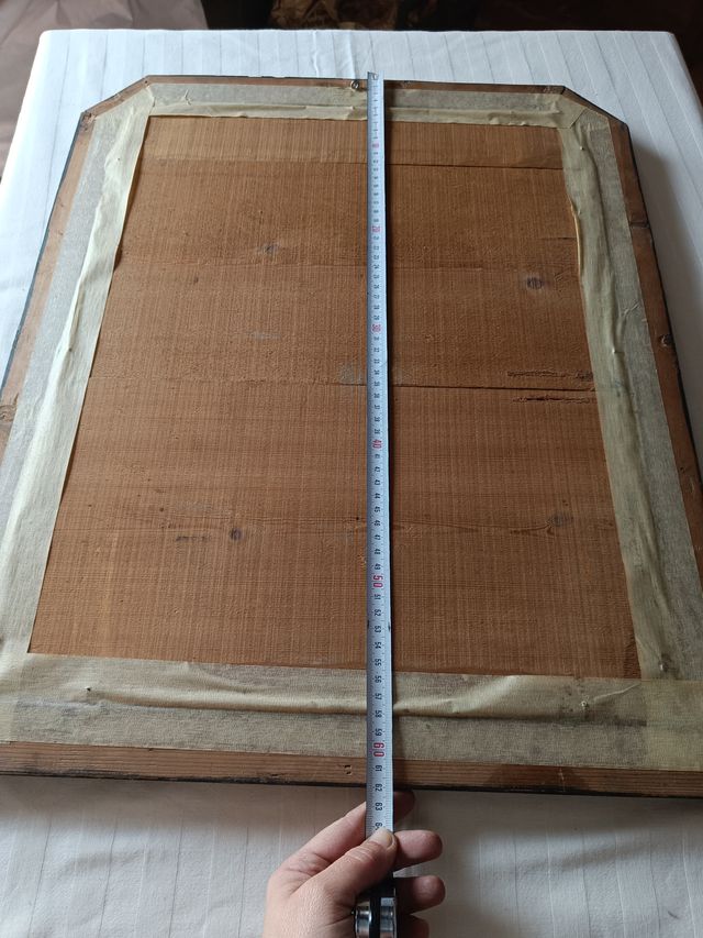 Espejo Antiguo Madera Octogonal Negro Marrón