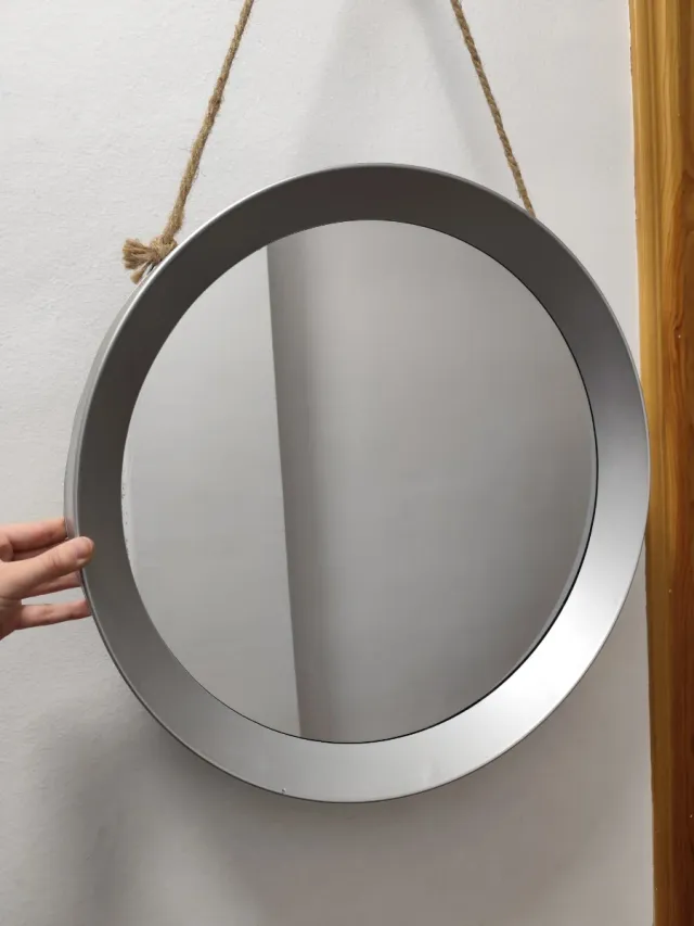 Espejo redondo con cuerda trenzada