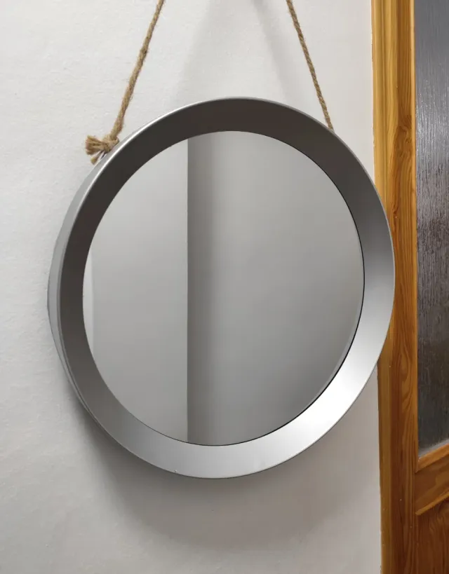 Espejo redondo con cuerda trenzada