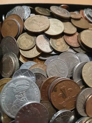 Cinco kilos de monedas extranjeras..