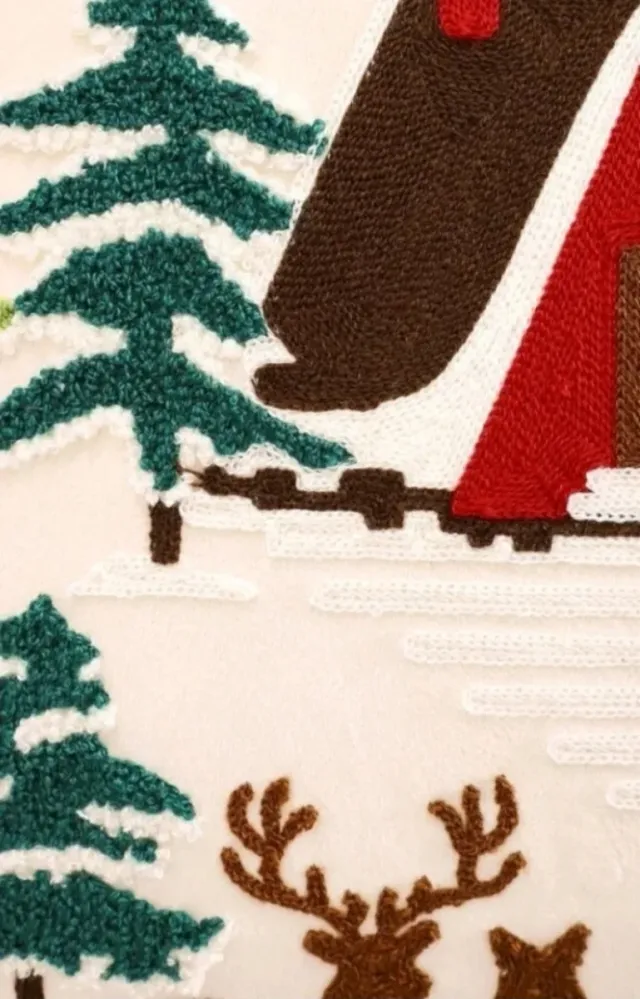 Capa para Almofada 45x45cm. Bordado Motivos Natalinos