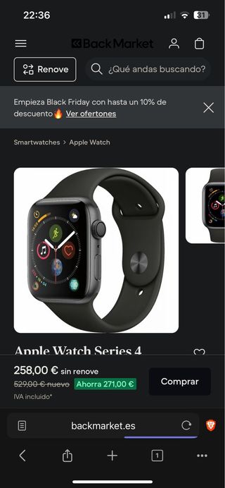 Apple Watch Series 4 44mm Negro